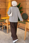 Basic Bisiklet Yaka Çizgili Tunik Kahve