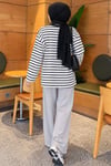 Basic Bisiklet Yaka Çizgili Tunik Siyah