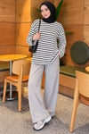 Basic Bisiklet Yaka Çizgili Tunik Siyah