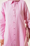 Basic Çizgili Uzun Tunik Pembe