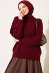 Basic Düşük Kollu Triko Tunik Bordo