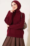 Basic Düşük Kollu Triko Tunik Bordo