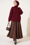 Basic Düşük Kollu Triko Tunik Bordo