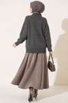 Basic Düşük Kollu Triko Tunik Füme