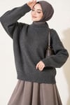 Basic Düşük Kollu Triko Tunik Füme