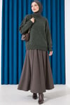 Basic Düşük Kollu Triko Tunik Haki