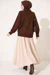 Basic Düşük Kollu Triko Tunik Kahve