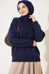 Basic Düşük Kollu Triko Tunik Lacivert