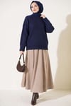 Basic Düşük Kollu Triko Tunik Lacivert