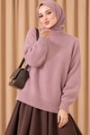 Basic Düşük Kollu Triko Tunik Pudra