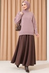 Basic Düşük Kollu Triko Tunik Pudra