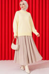 Basic Düşük Kollu Triko Tunik Sarı