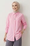 Basic Gizli Düğmeli Gömlek Pembe