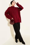 Basic Oversize Triko Tunik Açık Bordo