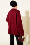 Basic Oversize Triko Tunik Açık Bordo