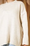 Basic Oversize Triko Tunik Bej