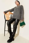 Basic Oversize Triko Tunik Füme