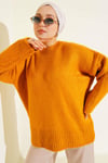 Basic Oversize Triko Tunik Hardal