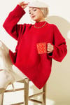 Basic Oversize Triko Tunik Kırmızı