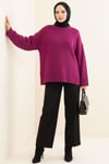 Basic Oversize Triko Tunik Menekşe