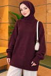 Basic Oversize Triko Tunik Mürdüm
