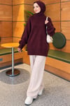 Basic Oversize Triko Tunik Mürdüm