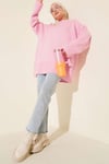 Basic Oversize Triko Tunik Pembe
