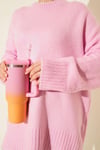 Basic Oversize Triko Tunik Pembe