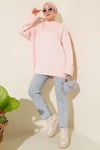 Basic Oversize Triko Tunik Pudra