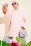 Basic Oversize Triko Tunik Pudra
