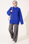 Basic Oversize Triko Tunik Saks