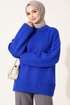 Basic Oversize Triko Tunik Saks
