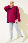 Basic Oversize Triko Tunik Vişne
