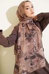 Baskılı Çiçek Desenli Şal Camel