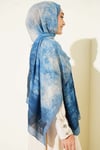 Batik Degrade Bambu Kraş Şal Soft Mavi