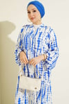 Batik Desen Hakim Yaka Elbise Saks