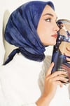 Batik Desenli Soft Eşarp Lacivert