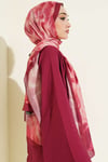 Batik Ebruli Bambu Kraş Şal Bordo