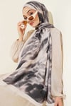 Batik Ebruli Bambu Kraş Şal Siyah Bej