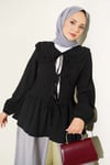 Bebe Yaka Bağlamalı Kimono Siyah