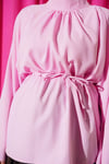 Bel Bağcıklı İspanyol Kol Bluz Pembe