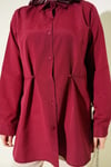 Bel Düğmeli Basic Gömlek Bordo