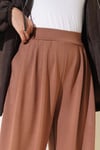Bel Lastik Detaylı Şalvar Pantolon Latte