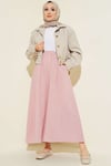 Bel Lastikli Basic Pantolon Etek Pudra