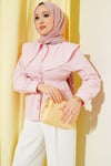 Bel Lastikli Bebe Yaka Kısa Gömlek Pembe