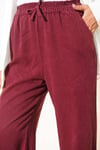 Bel Lastikli Cepli Tensel Pantolon Bordo