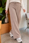 Bel Lastikli Fitilli Kaşkorse Pantolon Latte