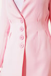 Bel Pensli Düğmeli Blazer Ceket Pembe