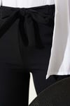 Beli Kuşak Detaylı Kumaş Pantolon Siyah