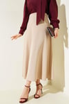 Beli Lastikli Kloş Basic Etek Bej